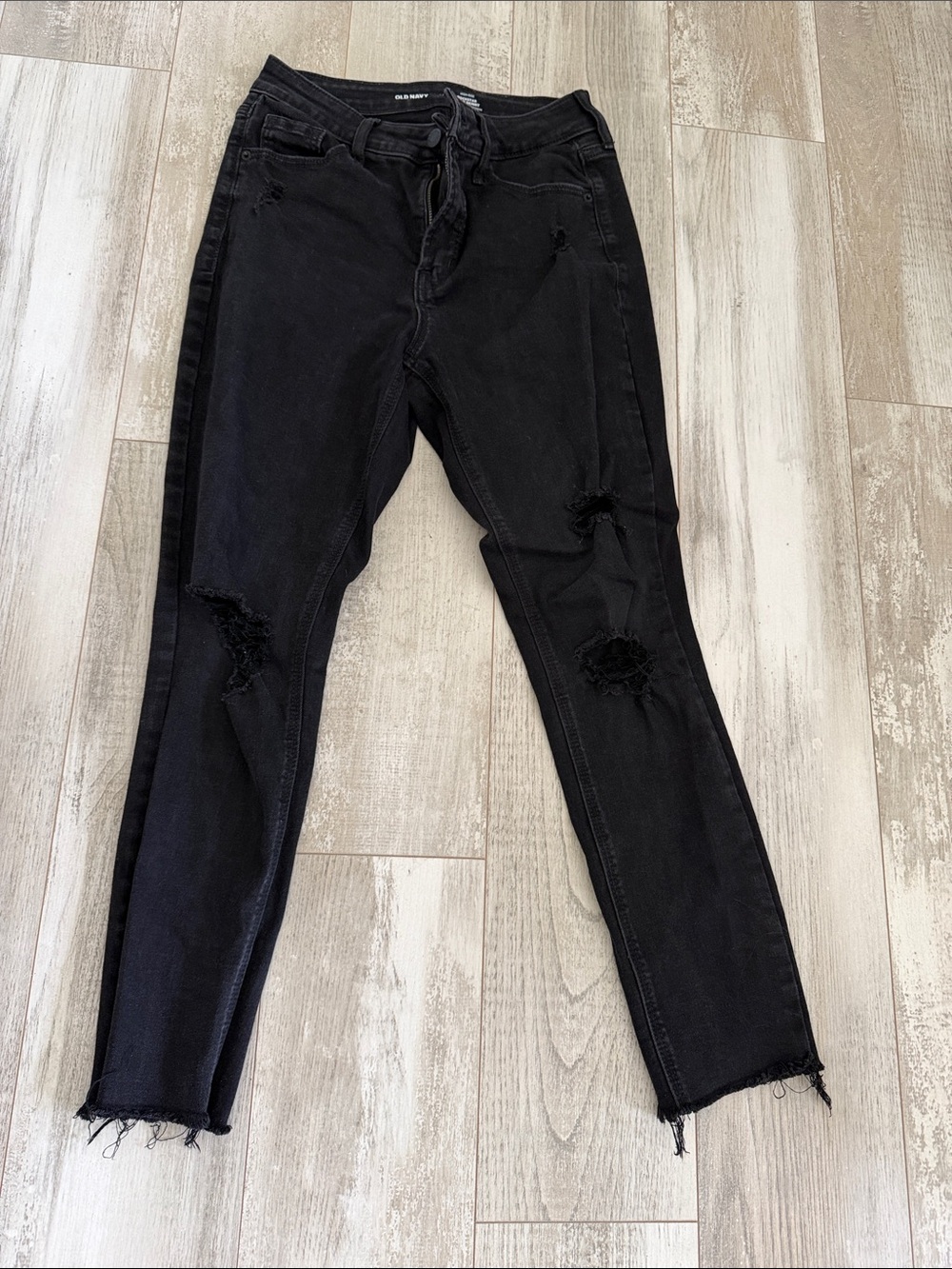 Old Navy Black Distressed Skinny Jeans 4